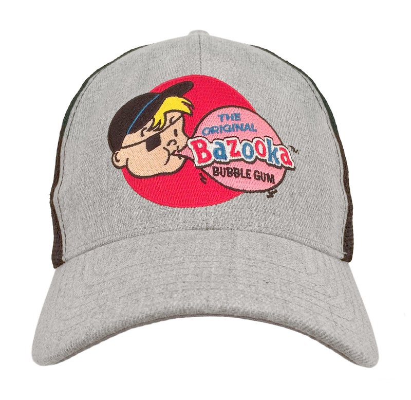 Tee Luv Bazooka Bubble Gum Candy Hat - Retro Bazooka Joe Cartoon Baseball Cap (Gray and Black) - Image 2